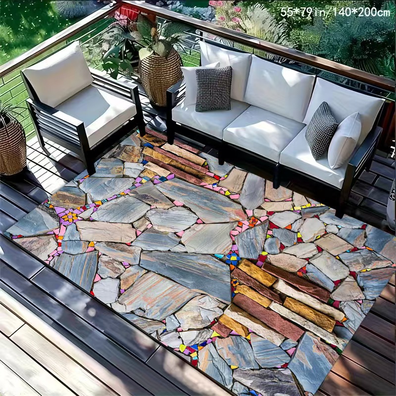 Marmoroptik Flurmatte Kristall Samt Wohnzimmer Teppich Schmutzabweisend_voghion.com