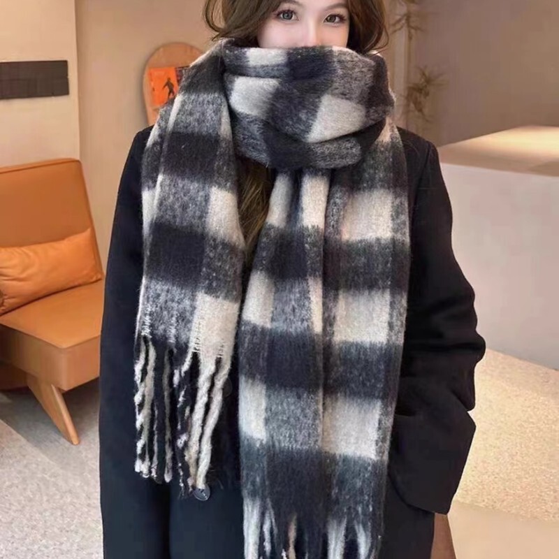 新款马海毛围巾女秋冬季韩系高级感百搭美拉德仿羊绒保暖跨境批发|undefined