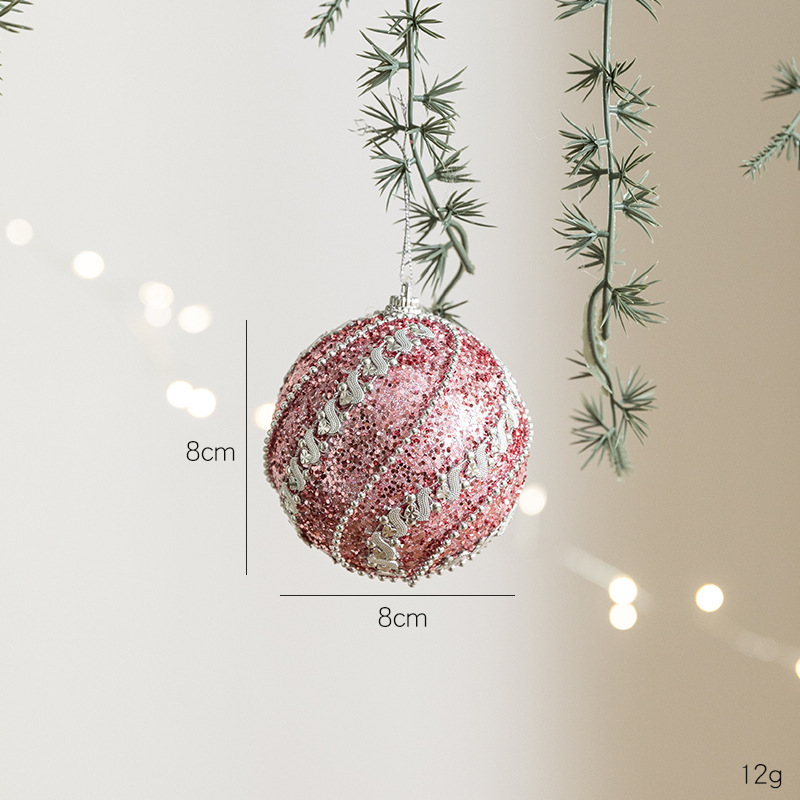 ホット販売クリスマスボール装飾 8 センチメートルピンクフォームボールペンダントインクリスマスツリー装飾ピンクパッケージハンギングボール|undefined