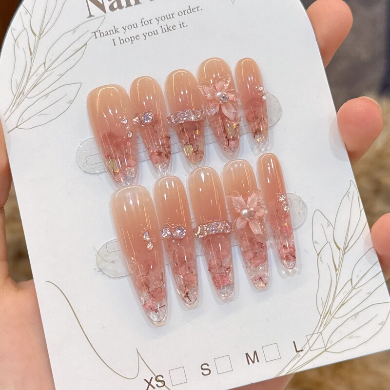 Peach Mist Flower Realm High-Quality Handmade Exquisite Wearable Nail Art Gentle Three-Dimensional Dried Flower Carved Pure Desire Nail Art Stickers Peach Mist Flower Realm High-Quality Handmade Exquisite Wearable Nail Art Gentle Three-Dimensional Dried Flower Carved Pure Desire Nail Art Stickers
