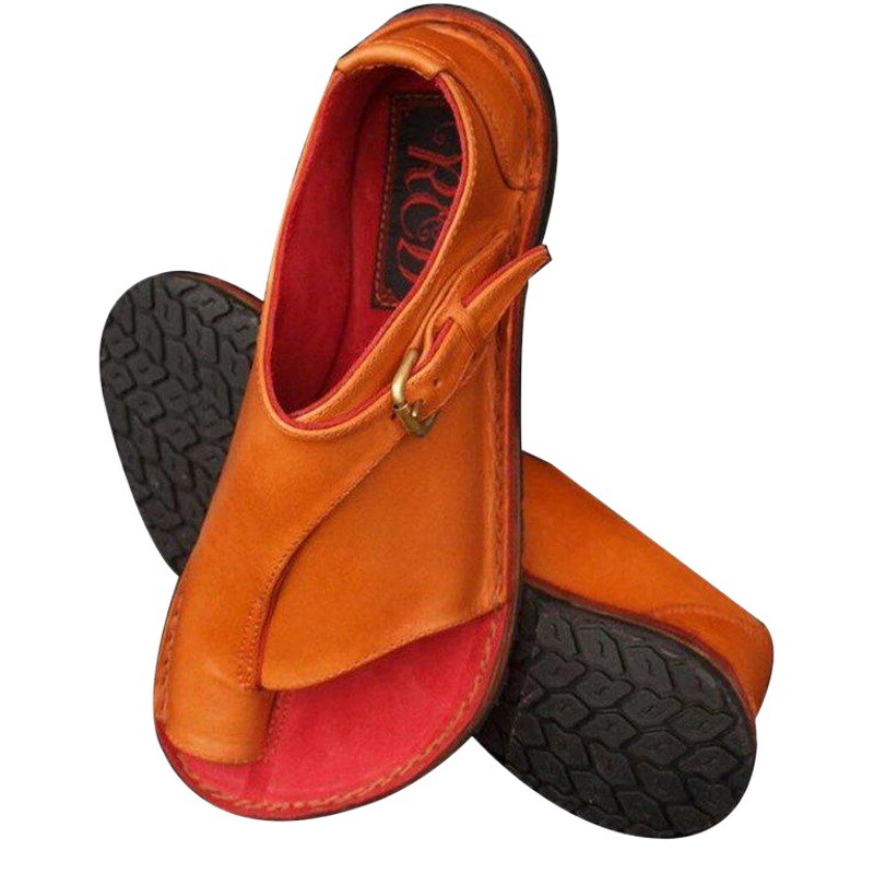 Amazon eaby популярная женская обувь 2020 летние новые большие размеры с пряжкой на носке повседневные сандалии на плоской подошве женские оптом