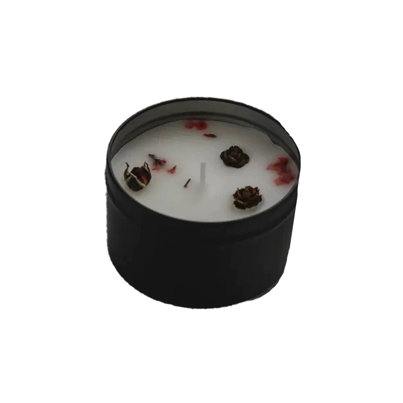 Vela aromática de ylang-ylang, lata de alta gama, cera de soja, regalo, fragancia de flores secas, venta al por mayor, lavanda romántica.