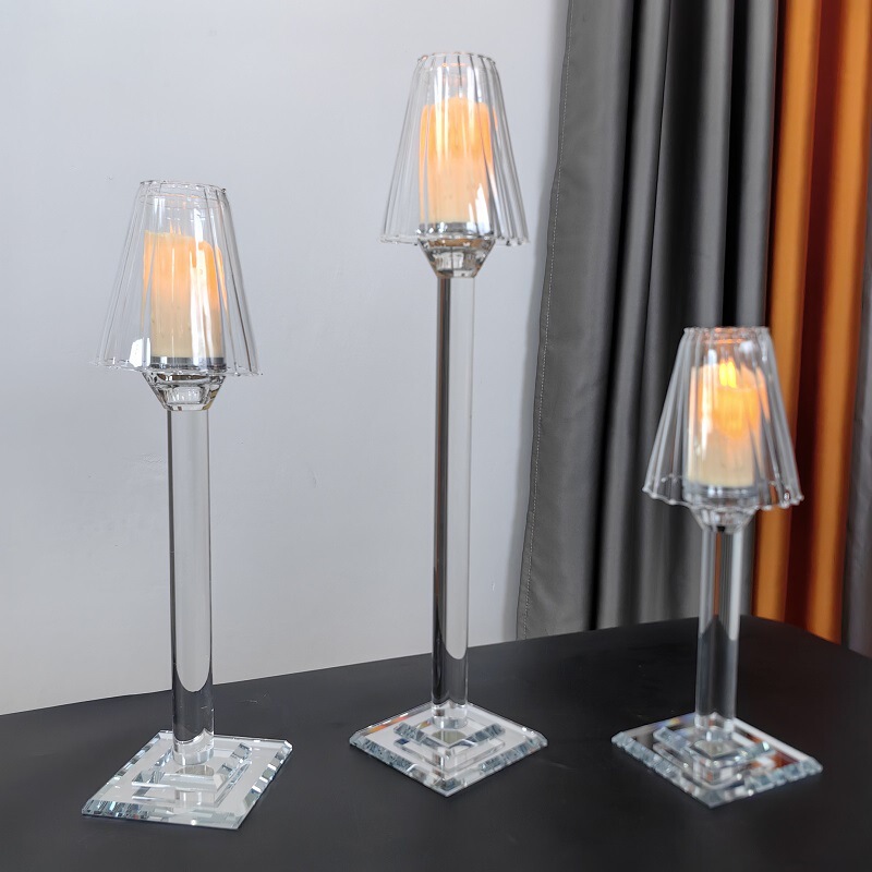 European-Style Retro Glass Candlestick Table Decoration Props for Photography, Aromatherapy Candles, Xiaopujiang Manufacturer, High Aesthetic Value