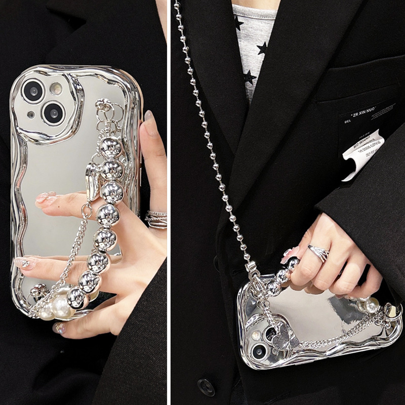 Suitable for iPhone15 Phone Case 14ProMax Advanced Sense Apple 13 Electroplated Silver 11 Love Bracelet Wristband 12