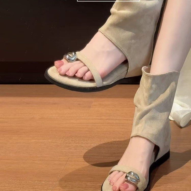 2026 nuevas zapatas de verano zapatas de tacones romanas de alta pendiente botas de calzado botas cortas