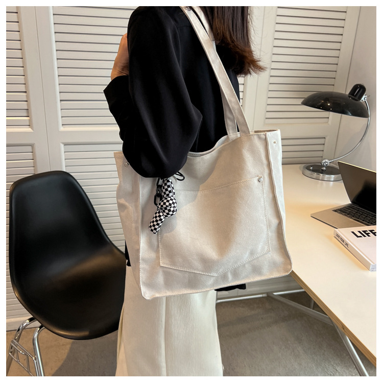 Women's Fashion Solid Color Canvas Shopping Bags display picture 2