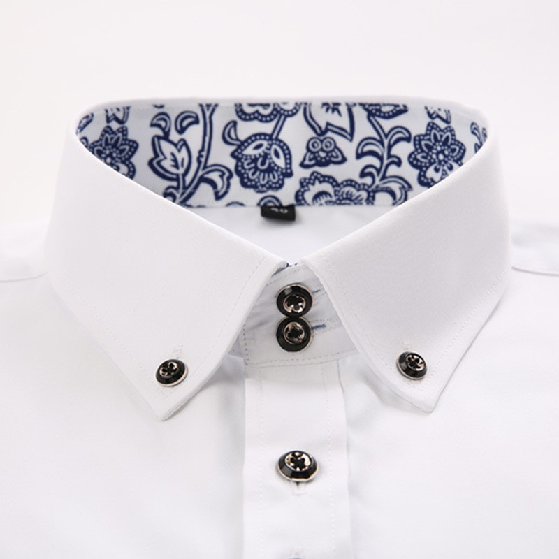 Camisa de manga larga para hombre, estilo coreano 2024, corte ajustado, informal de negocios, azul y blanco porcelana, ropa para hombre, estampado azul y blanco porcelana