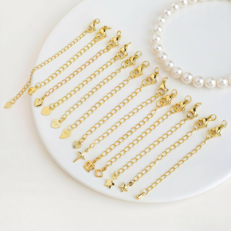 18K Gold-Plated Color-Preserving Necklace Bracelet Clasp Lobster Clasp Tail Chain Adjustment Chain Extension Chain DIY Handmade Jewelry Accessories 18K Gold-Plated Color-Preserving Necklace Bracelet Clasp Lobster Clasp Tail Chain Adjustment Chain Extension Chain DIY Handmade Jewelry Accessories