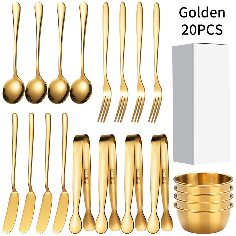 Cross-border Stainless Steel Western Food Plate Tableware suit Spatula Cheese Knife Dessert Fork Coffee Spoon Sugar with Sauce Bowl Cross-border Stainless Steel Western Food Plate Tableware suit Spatula Cheese Knife Dessert Fork Coffee Spoon Sugar with Sauce Bowl