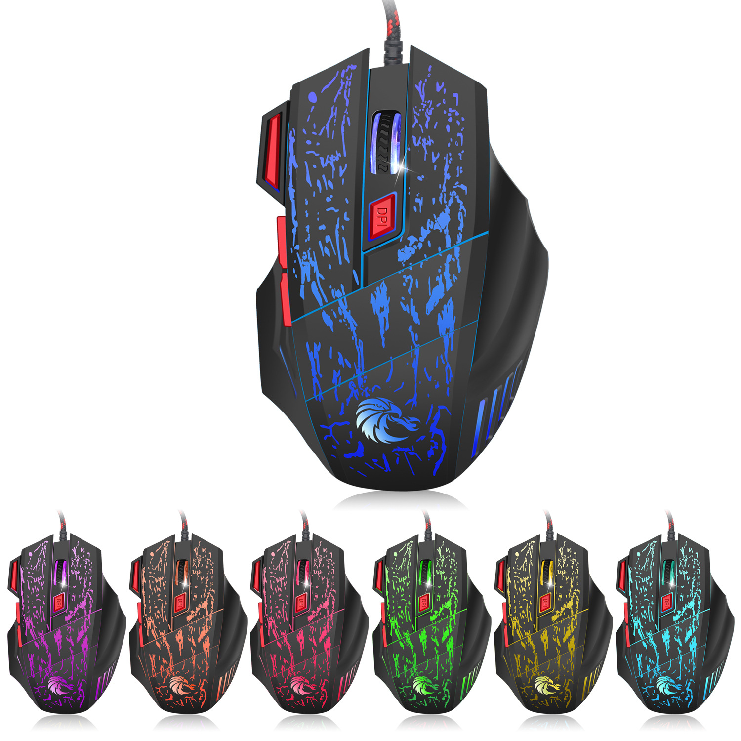 New 104 RGB illuminated mechanical keyboard colorful set seven key gaming mouse logo 5500dpi_voghion.com