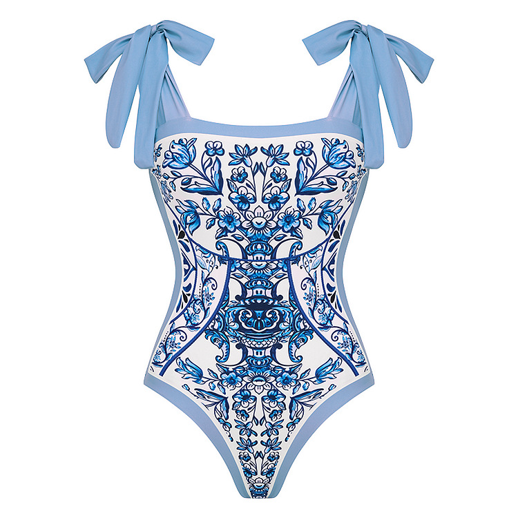 Sexy Damen Badeanzug Mit Trägern Modisch Bedruckter Einteiler_voghion.com