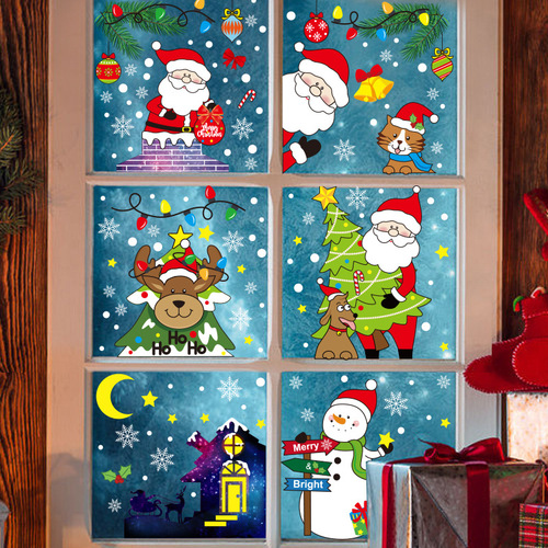 Christmas decoration Amazon best-selling Santa reindeer static sticker Christmas shopping mall glass display window decoration