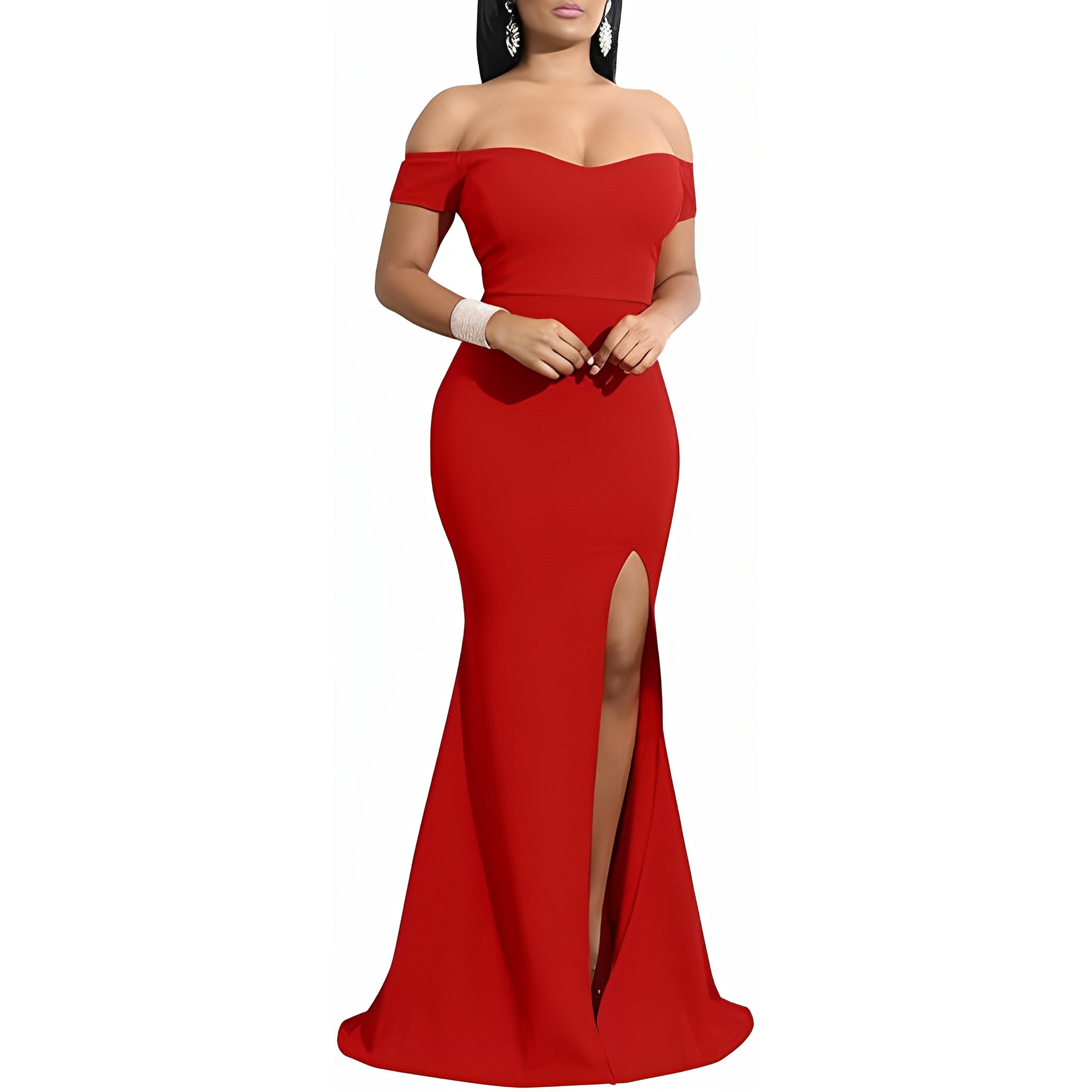 2026 New Fishtail Evening Dress Cocktail Party Daily Wear Women's Off-Shoulder High Slit Long Formal Party Dress