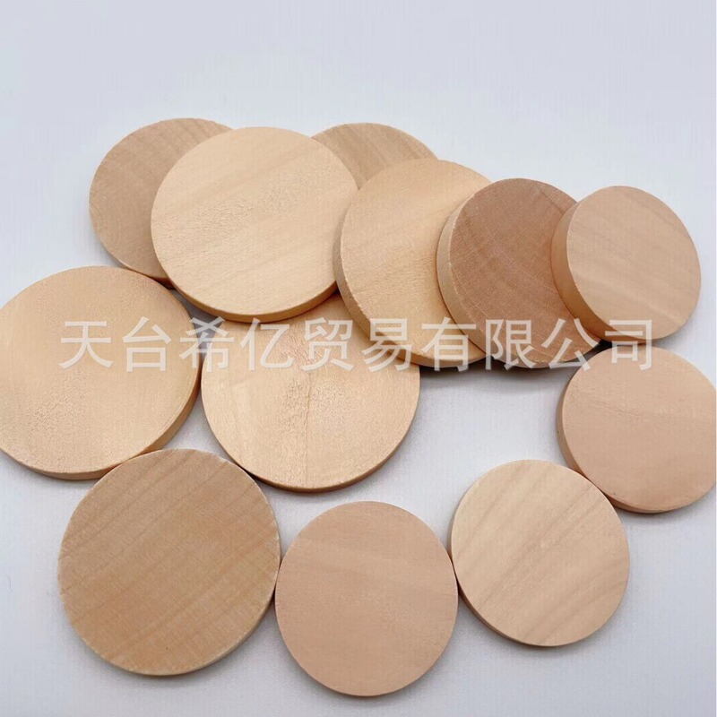Factory Direct Sales 15-50mm Solid Wood Discs 5mm Thick Craft Small Discs Hand-Painted Round Wood Discs Accessories 50/Pack