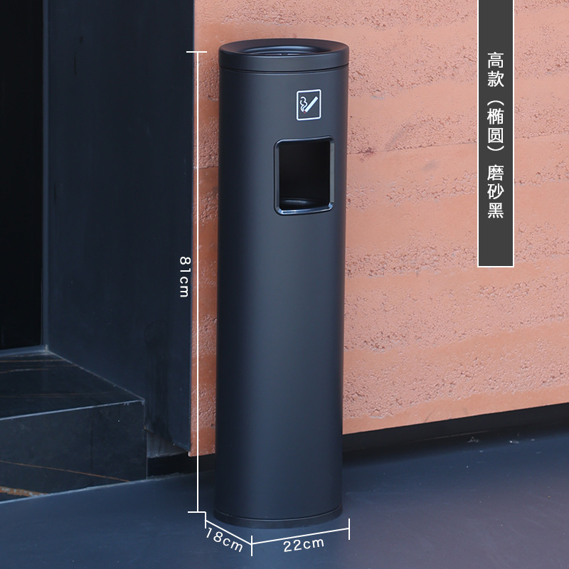 Bote de basura de acero inoxidable del hotel con cenicero, entrada de ascensor vertical, pasillo del vestíbulo, columna de humo para fumar comercial