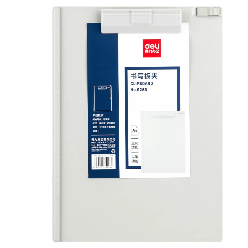 Deli 9253 writing board clip A4 folder bill clip menu paper plywood pad writing board clip with pen insert