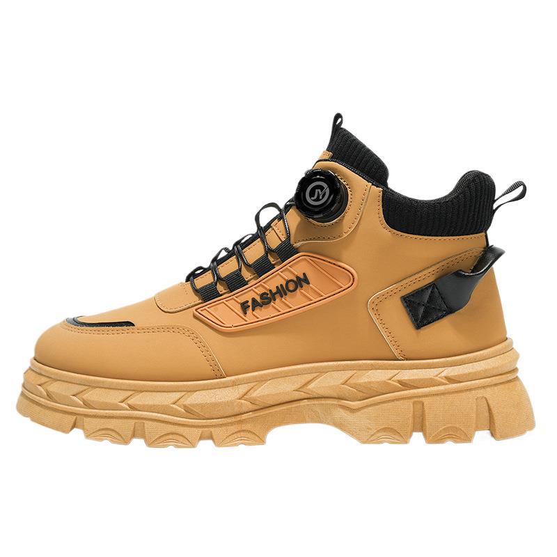 Zapatos masculinos de seguro laboral nuevos zapatos de alta ayuda en otoño hombres estilo británico retro botas cortas con suelas gruesas botas Martin moda masculina