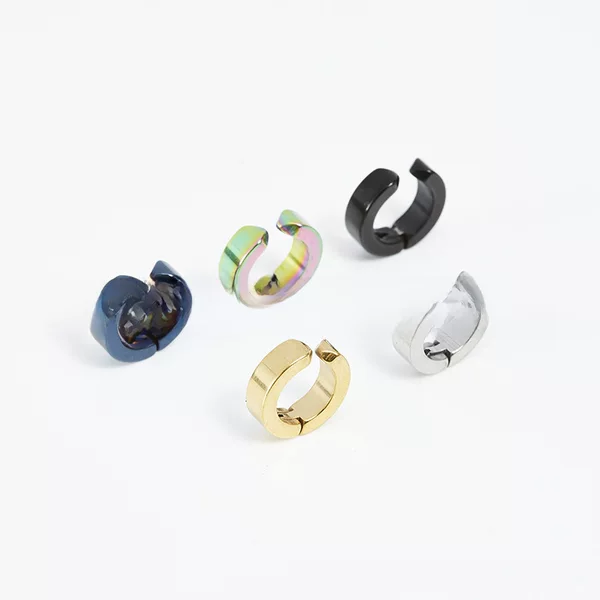 K-Style of Single Black Trendy Men's Ear Clips Without Pierced Titanium Steel Earrings Ear Buckles Men's and Women's Earrings Factory Direct Sales Trendy