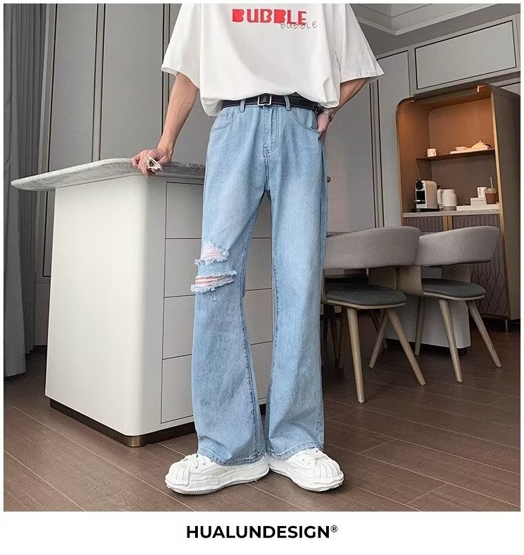 boy European And American High Street Ripped Jeans For Men, Autumn Thin Design Sense Niche Pants, Loose Ins Trend Brand_viptrois.com