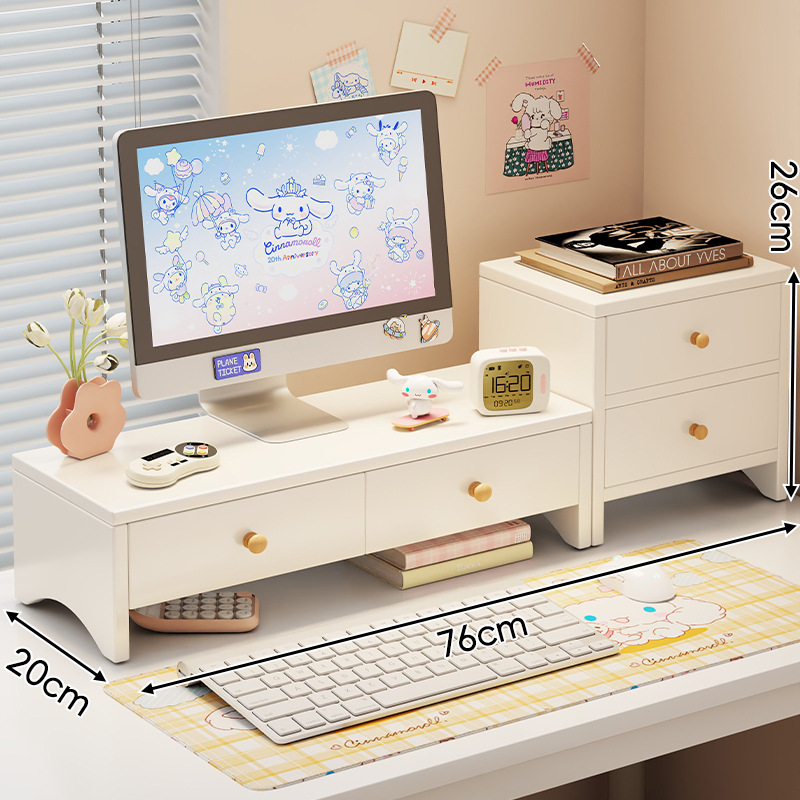 Soporte Elevador para Monitor de Tablero de Densidad con Cajón para Oficina