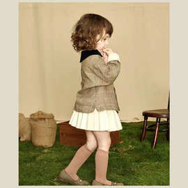 春季新款女童格子外套宝宝欧美风洋气爆款长袖褂子单排扣洋气童装