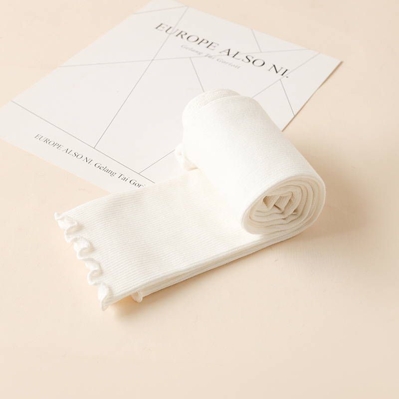 Leggings para niños de terciopelo fino pantimedias de oreja de madera recortadas para niñas de color sólido estilo coreano leggings de otoño e invierno a juego