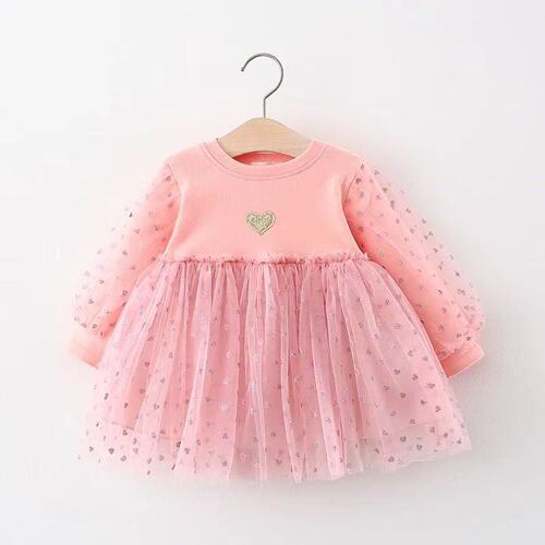941 children's clothing children's skirt girls love long-sleeved mesh skirt baby princess skirt cute tutu skirt spring and autumn bottoming skirt