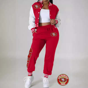 Cross-Border Spring and Autum Women's Fashionable Casual Sports Long-Sleeved Two-Piece Jacket Autum Custom-Made Women's Baseball Uniform