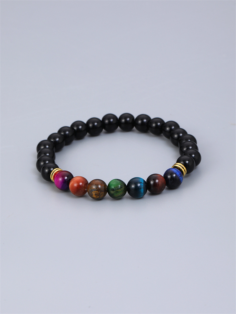 fashion contrast color stitching tiger eye stone beaded bracelet wholesale