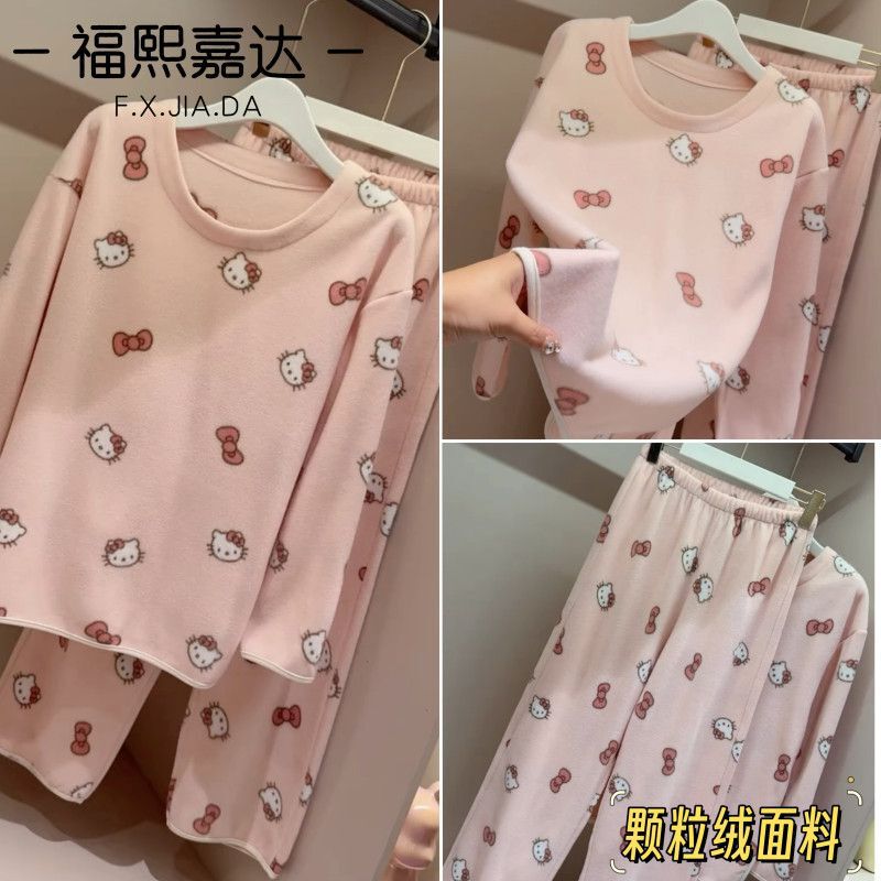 Fuxi Jiada Stylish Women's Pajamas 2025 Autumn and Winter New Fleece Warm Lazy Style Plus-Size Loungewear Set Fuxi Jiada Stylish Women's Pajamas 2025 Autumn and Winter New Fleece Warm Lazy Style Plus-Size Loungewear Set