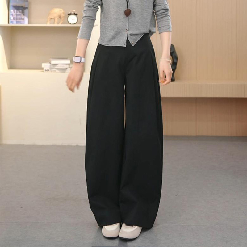 舒柔特哈伦裤女2025早就弯刀裤潮流侧压褶春秋宽松时尚女直筒裤子|undefined