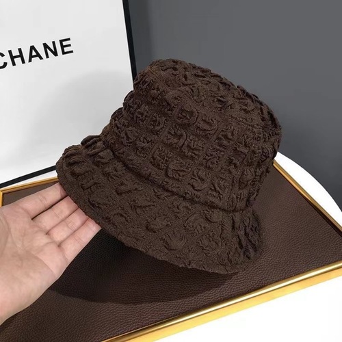 Zhao Lusi's same style Japanese style simple texture seersucker fisherman hat women's casual and versatile spring and autumn beige basin hat