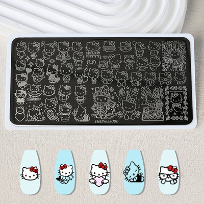 Kitty Pattern Nail Art Printing Steel: Dırnaq bəzəkləri - hotpress006-one-piece-12565cm