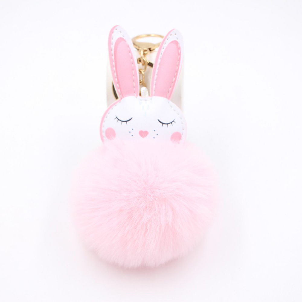 New Product Little White Rabbit Plush Ball Cute Car Key Ring Pendant Wallet Accessory Buckle display picture 9