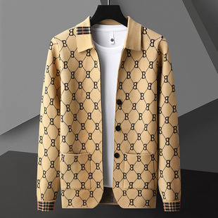 Fashion Brand Explosive Autumn New Knitted Cardigan Men's Sweater Slim-fit Casual Joker Laps Casual