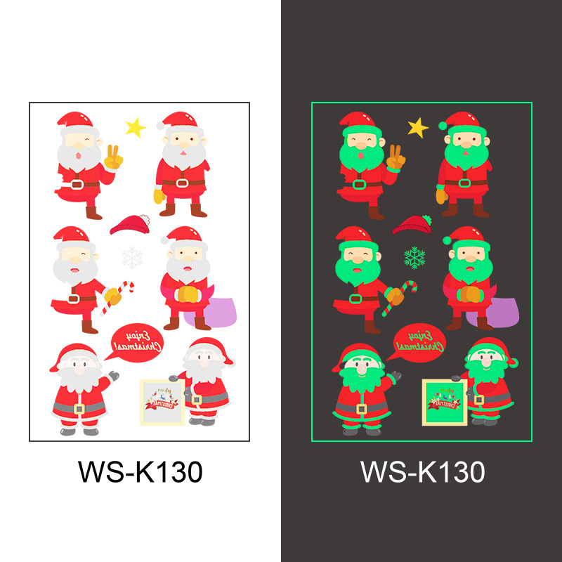 Nuevo punto venta caliente luminoso Navidad pegatinas de tatuaje vacaciones fiesta ventana vidrio regalo de Navidad pegatinas decorativas