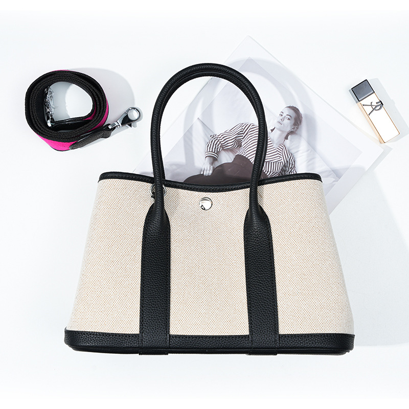 Best-Selling Women's Crossbody Bag, Commuter Tote Bag, High-Quality Large Capacity Top Grain Cowhide Leather And Canvas Garden Bag - Thumbnail 8