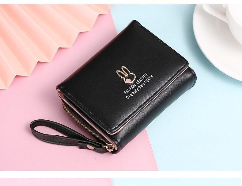 Sweet Style Women's Rabbit Solid Color Pu Leather Side Zipper Wallets