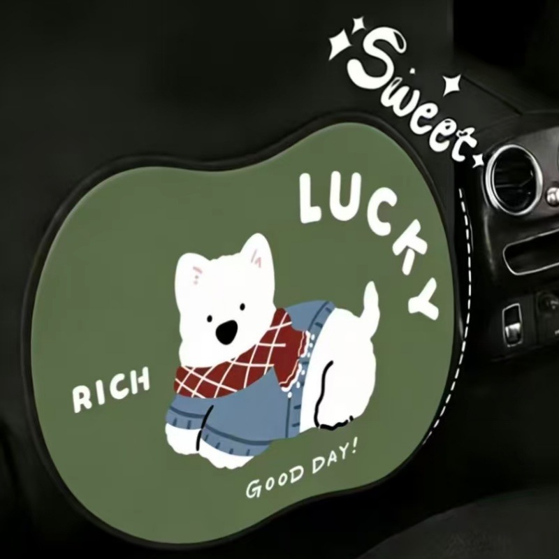 Katong Car Anti-Kick Pad Short Seat Back Protector Cartoon Animal Design (Chair back anti-kick pad) - short-anti-kick-pad-vintage-animal-green-west-highland-single