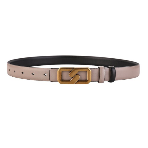 Wholesale double-sided cowhide belt for ladies to match dresses, sweaters, pants, and trench coats - versatile and decorative genuine leather belt for women.