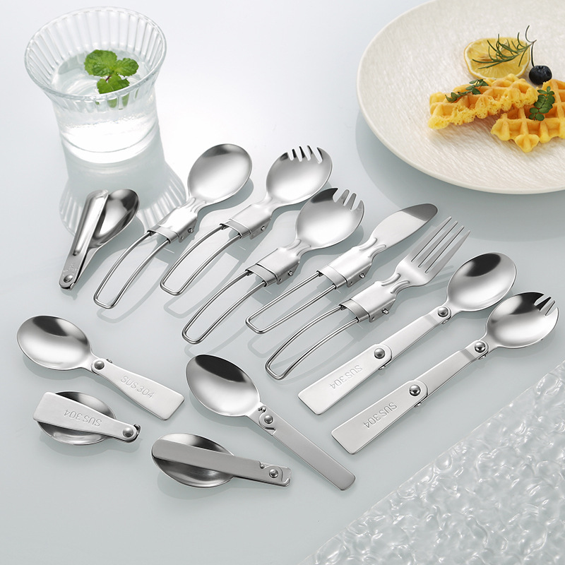 304 Stainless Steel Folding Spoon Outdoor Tableware Knife and Fork Spoon Mini Portable Small Spoon Gift Rotating Folding Spoon Fork 304 Stainless Steel Folding Spoon Outdoor Tableware Knife and Fork Spoon Mini Portable Small Spoon Gift Rotating Folding Spoon Fork