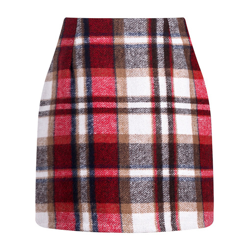 Bestselling Independent Store Item: Women's High-Waisted Plaid Skirt, Body-Hugging Wool Mini Pencil Skirt