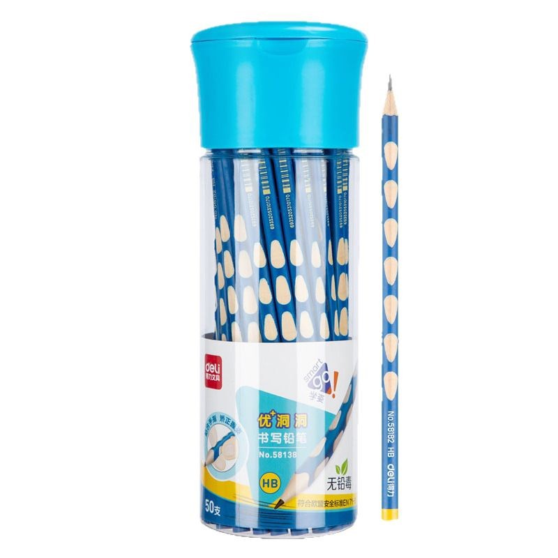 Deli 58185 agujero de la pluma del triángulo varilla niños corrección agujero agarre 2B lápiz 30 piezas/tubo