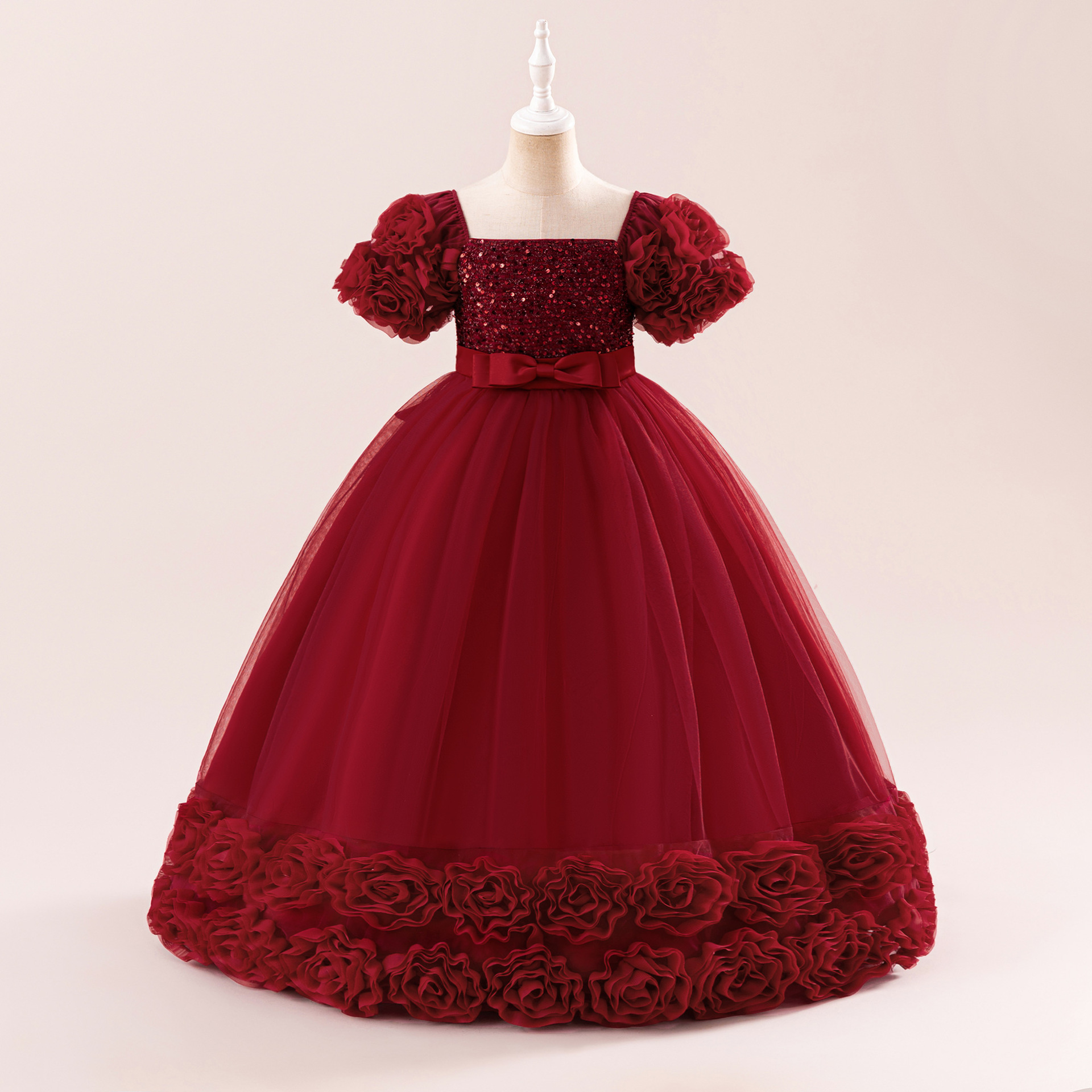 Europa y los Estados Unidos nuevos vestidos de niñas vestidos de princesa vestidos de novia de pañuelos vestidos de fiesta de cumpleaños de niños grandes vestidos