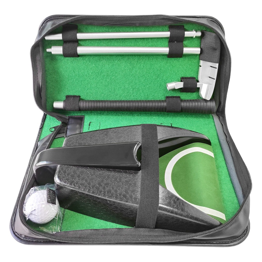 Transfronterizo en stock portátil de cuero PU bolso de almacenamiento Golf bola eléctrica Dispositivo de retorno traje de putter