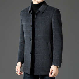 2024秋冬男士双面西服中年爸爸装羊毛大衣羽绒内胆羊毛呢外套