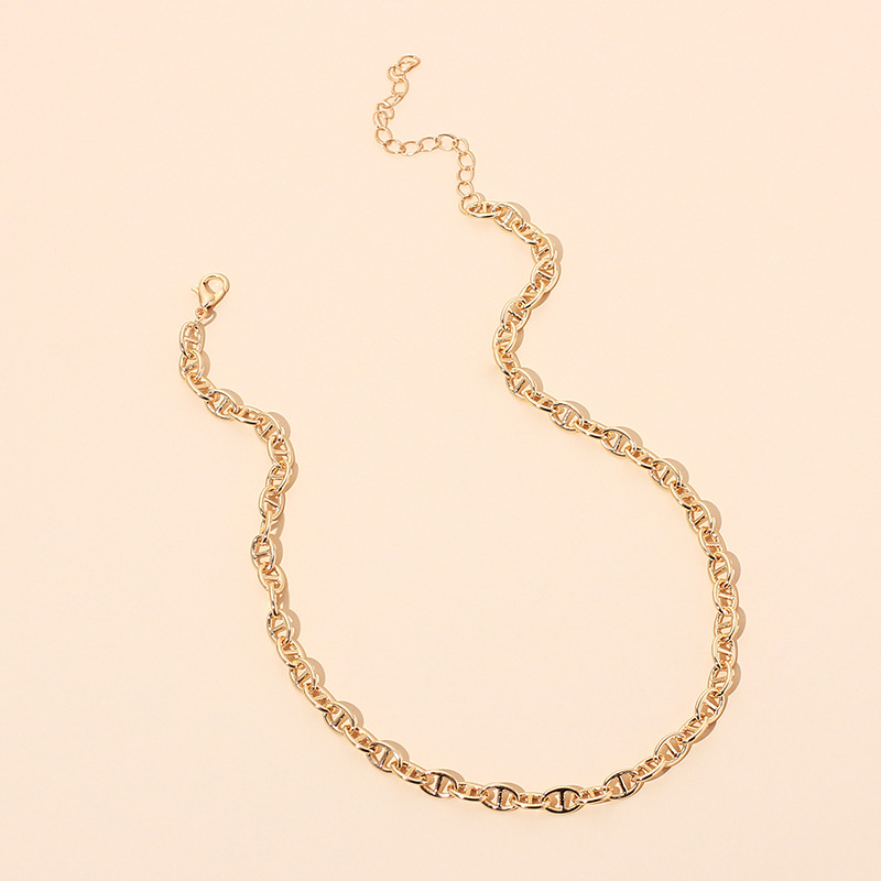 14g Weight Necklace Classification Wedding, Travel Occasion Lock Pattern Women'S Gender Gold, Silver Color Simple Hip Hop Stacking Necklace 6