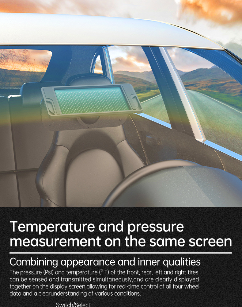 T13 Hidden Glass-Mounted High-Precision Solar-Powered Tire Pressure Monitoring System Tpms Wireless Tire Pressure Monitor Smart Speedometer