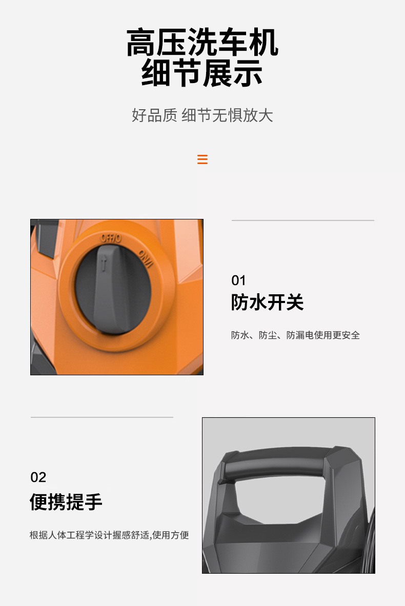 Cross-border vertical high-pressure car washer for home use, European and American standard, portable and convenient car wash water gun, high-power cleaning machine