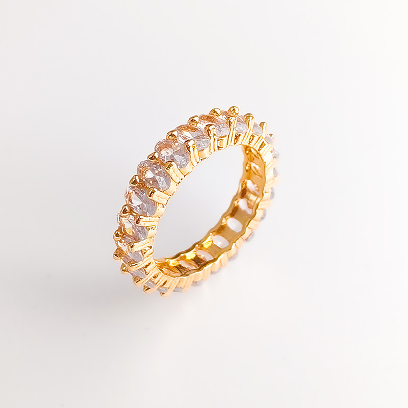 Daily Occasion Copper Material Classic Style Round Copper Inlay Zircon Rings